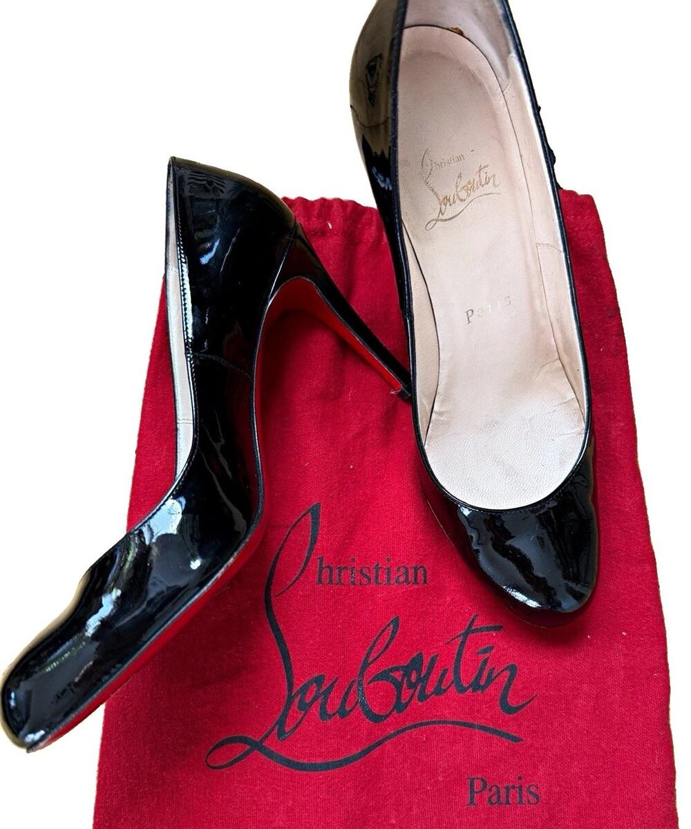 Christian Louboutin Simple 100 Black Patent Pumps Size 36 Y2K OG Dust Bag GUC
